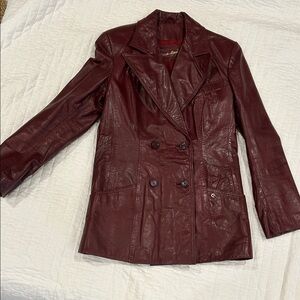 Etienne Aigner Deep Red Vintage Leather Jacket